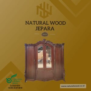 Lemari Pakaian Kayu Jati Ukir Jepara Klasik