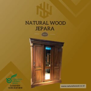 Lemari Pakaian Minimalis Jati Solid Jepara