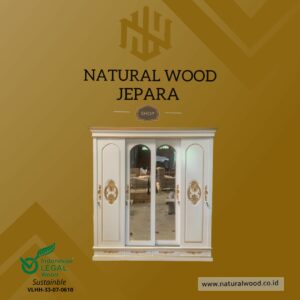 Lemari Pakaian Putih Ukir Jepara