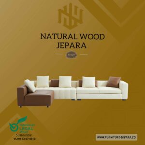 Set sofa kulit ruang tamu jati scandinavian