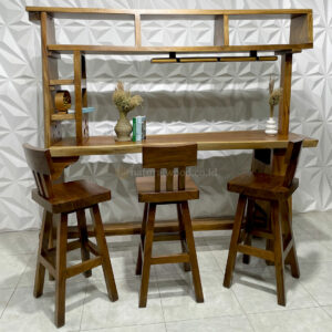 Set meja bar kayu trembesi minimalis (1)
