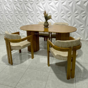 Set meja makan kayu jati minimalis elegan (1)