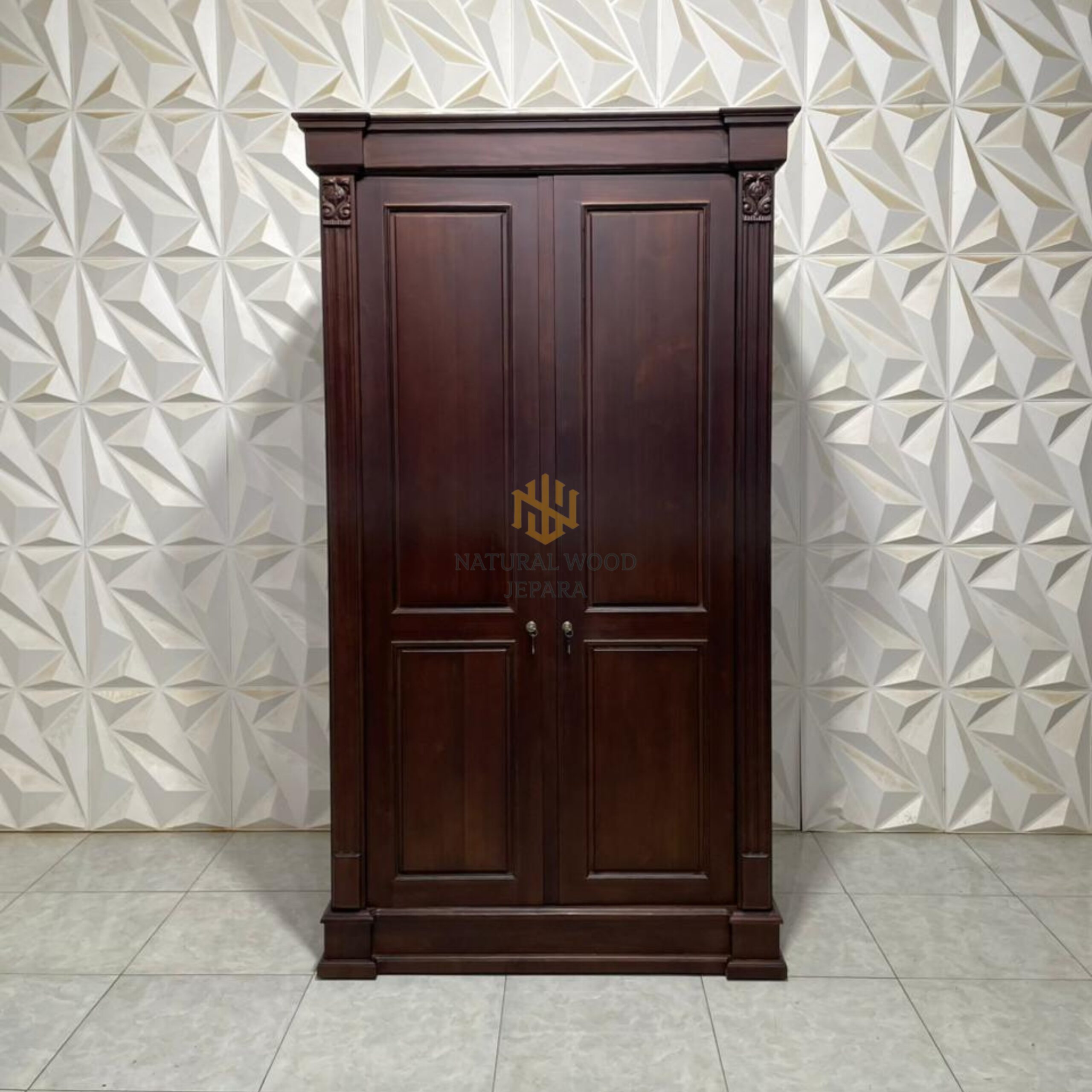 Lemari Pakaian Minimalis Kayu Solid 2 Pintu Pilihan