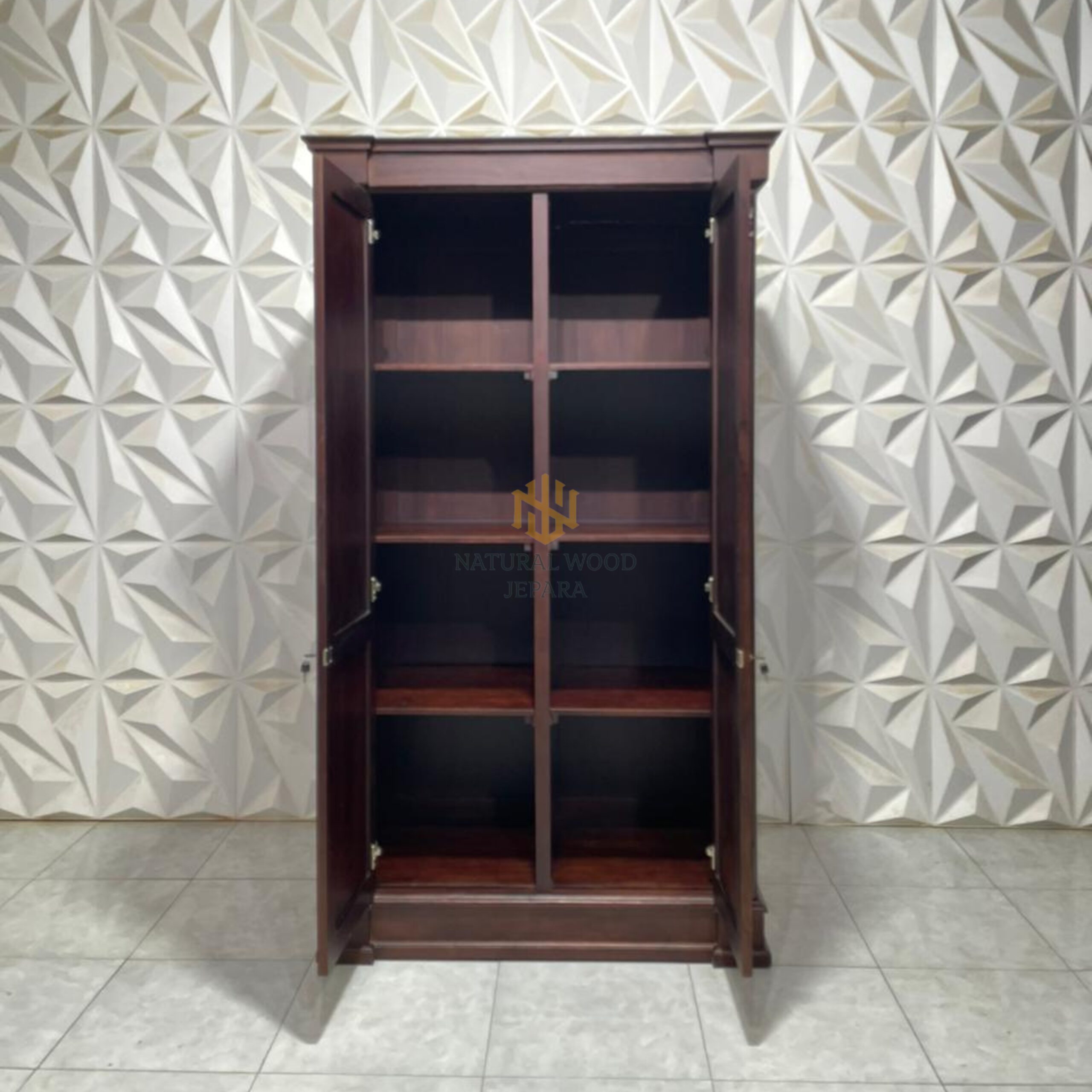 Lemari Pakaian Minimalis Kayu Solid 2 Pintu