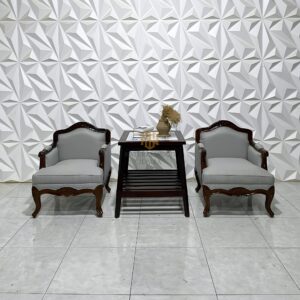 Kursi Teras Minimalis Klasik Grey Bahan Kayu Jati