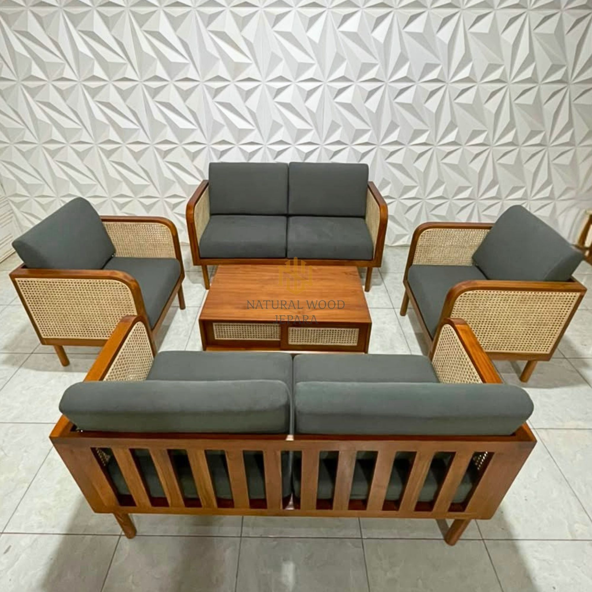 Living Room Set Sofa Tamu Minimalis Vintage Kayu Jati