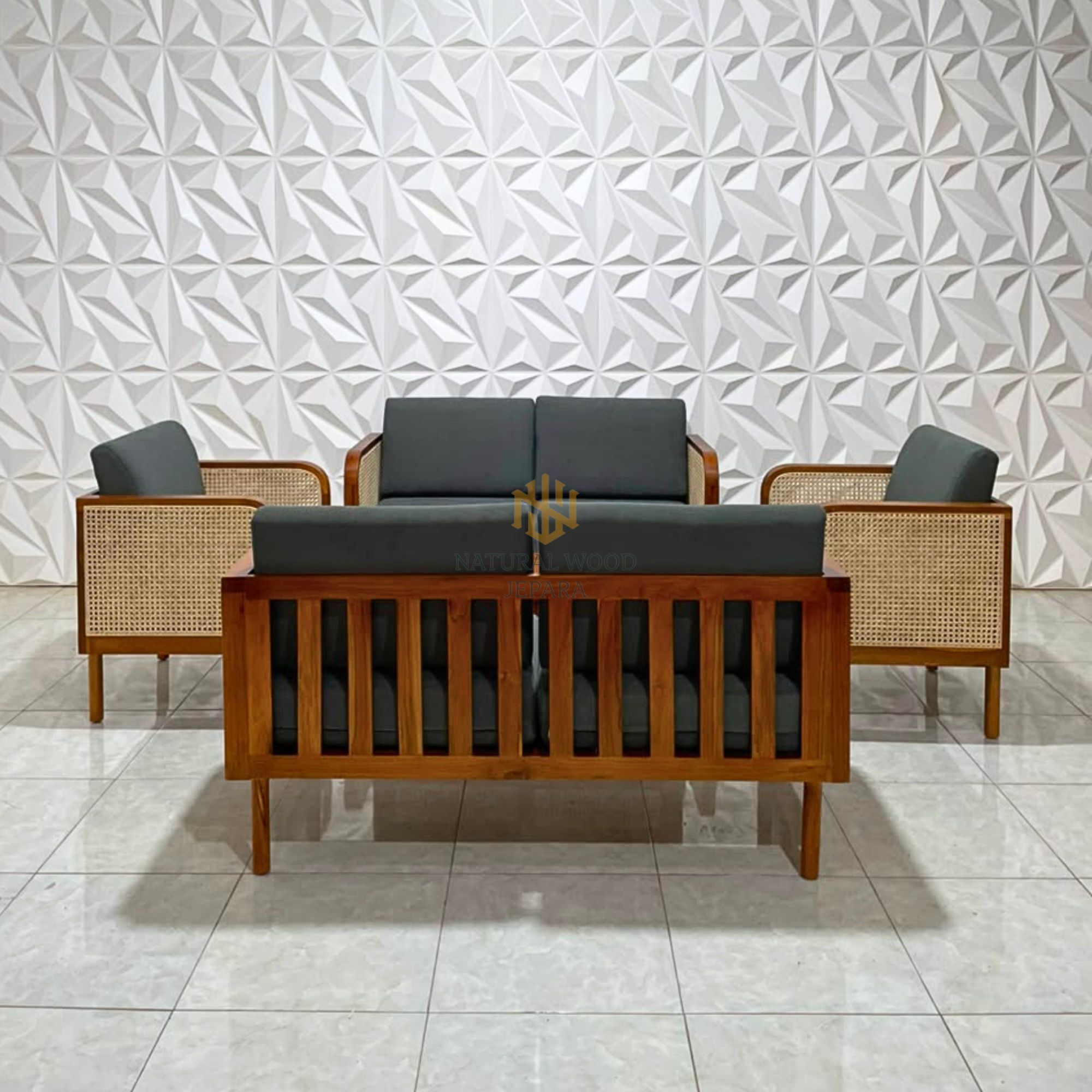 Living Room Set Sofa Tamu Minimalis Vintage Kayu Jati