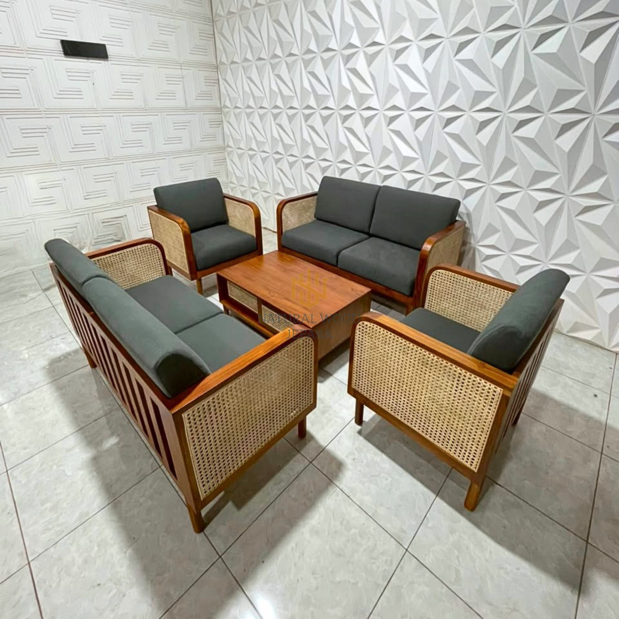Living Room Set Sofa Tamu Minimalis Vintage Kayu Jati