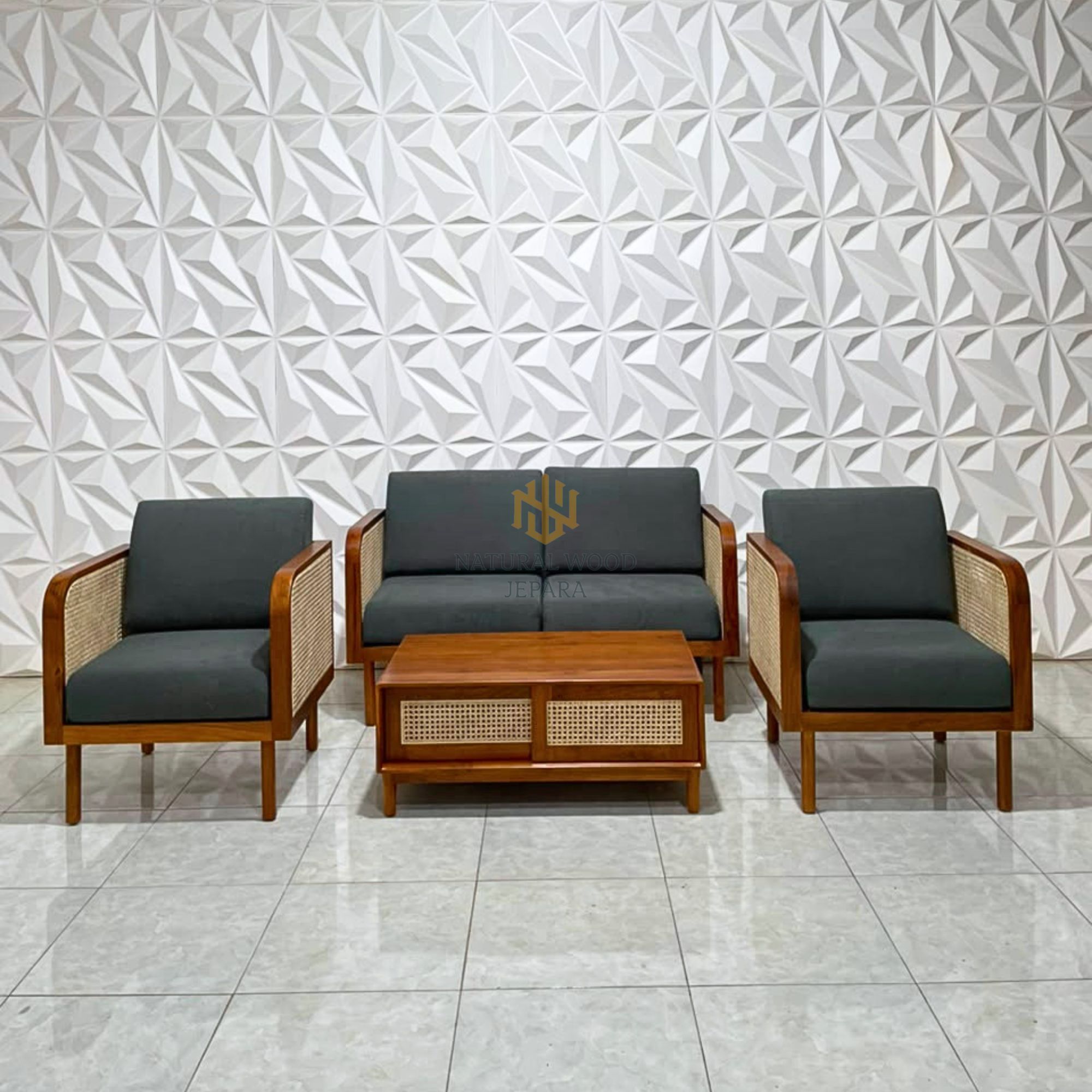 Living Room Set Sofa Tamu Minimalis Vintage Kayu Jati