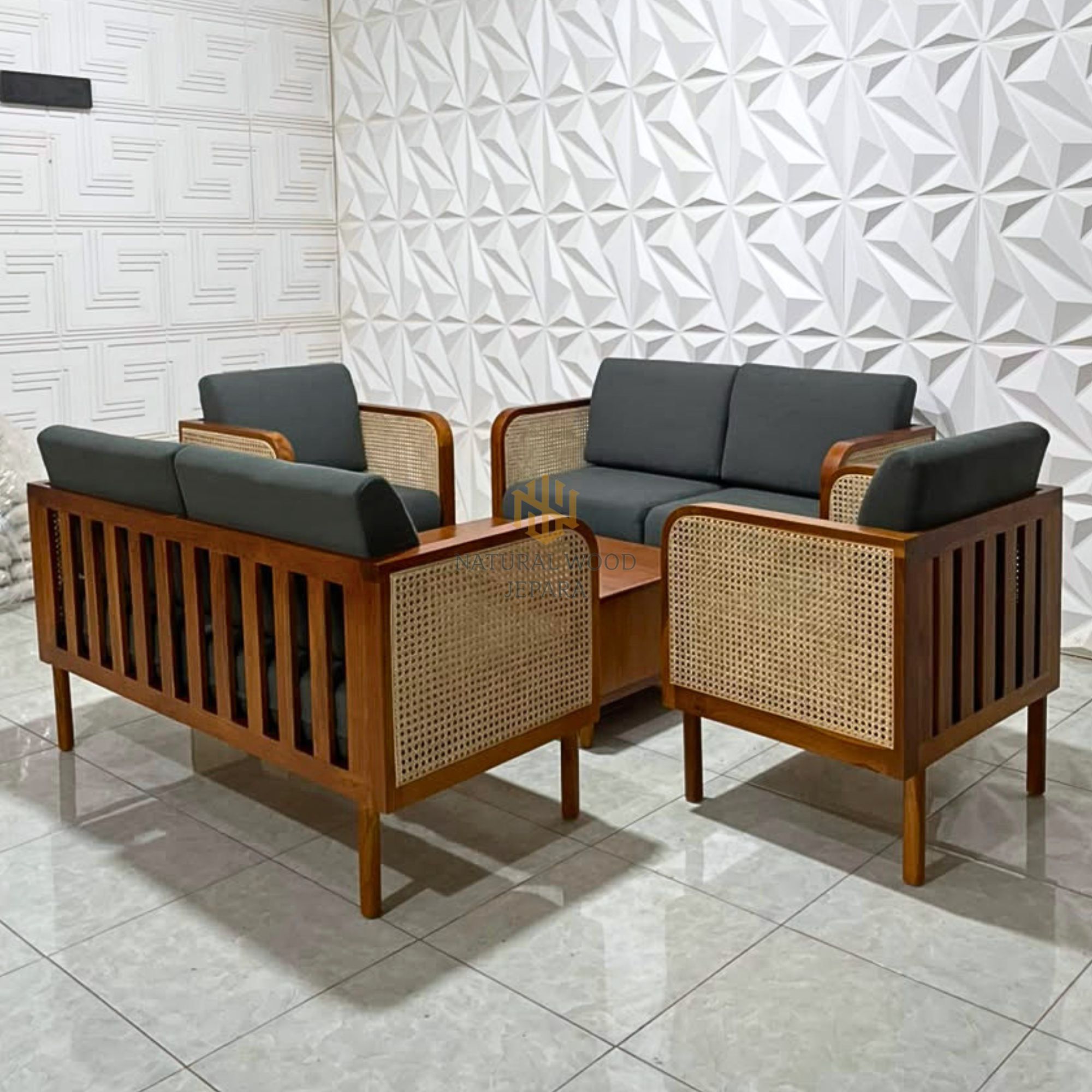 Living Room Set Sofa Tamu Minimalis Vintage Kayu Jati