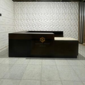 Meja Resepsionis Kasir Modern Custom Kayu Jati