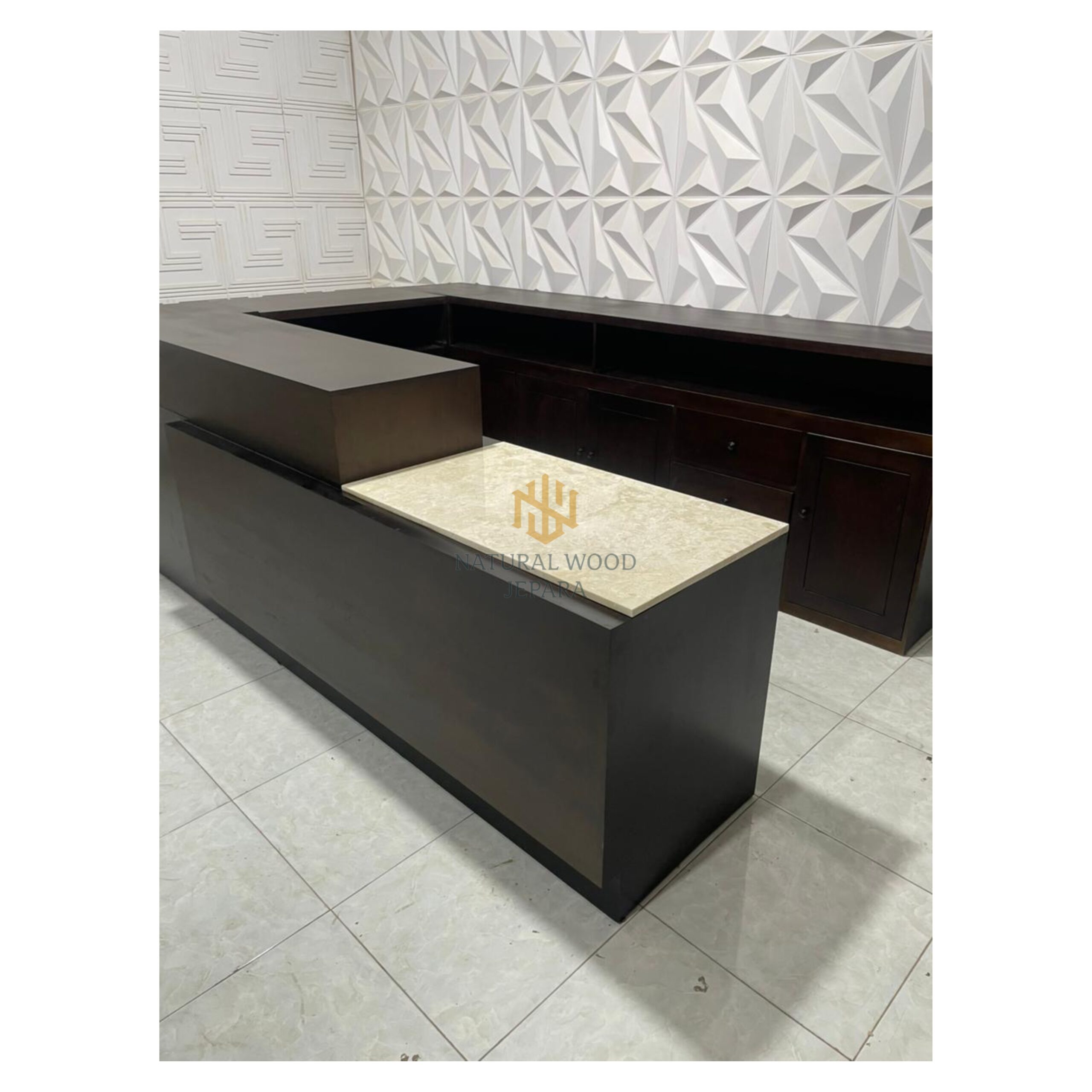 Meja Resepsionis Kasir Modern Custom Kayu