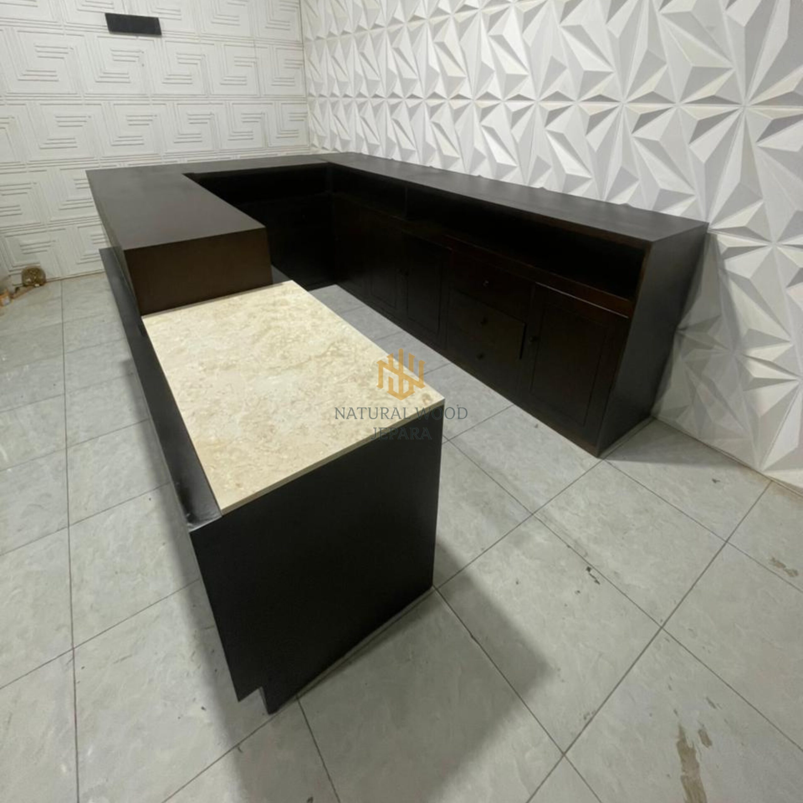 Meja Resepsionis Kasir Modern Jati