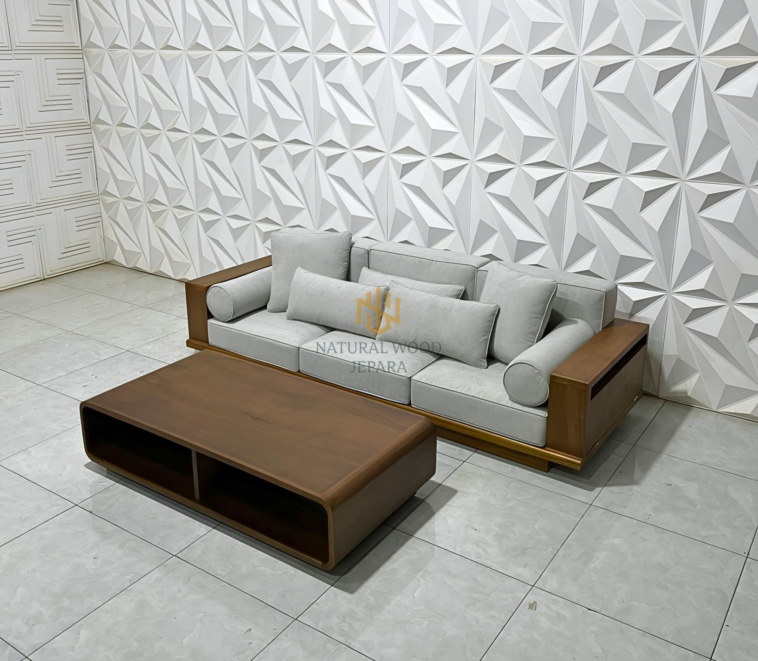 Set Bangku Sofa Kayu Jati Japandi Style Custom Desain
