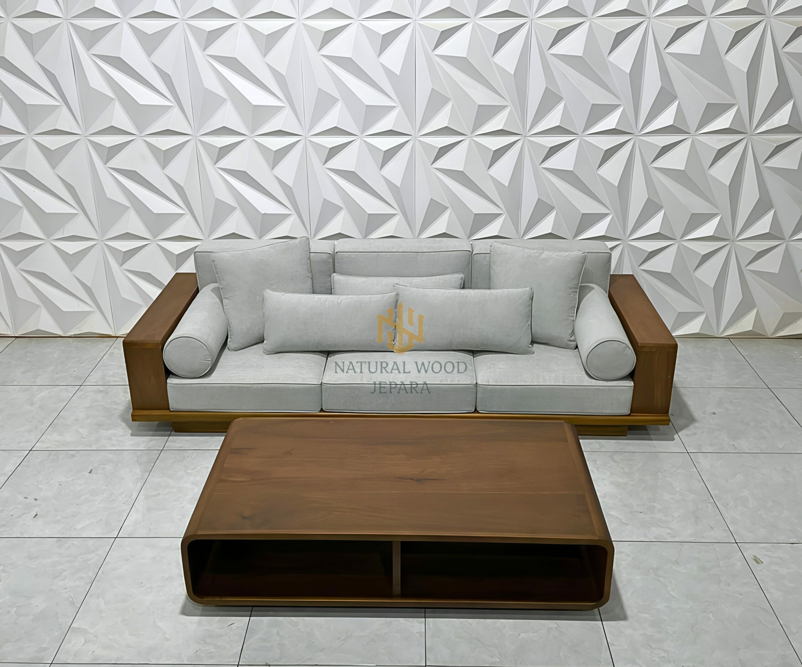 Set Bangku Sofa Kayu Jati Japandi Style Custom Desain