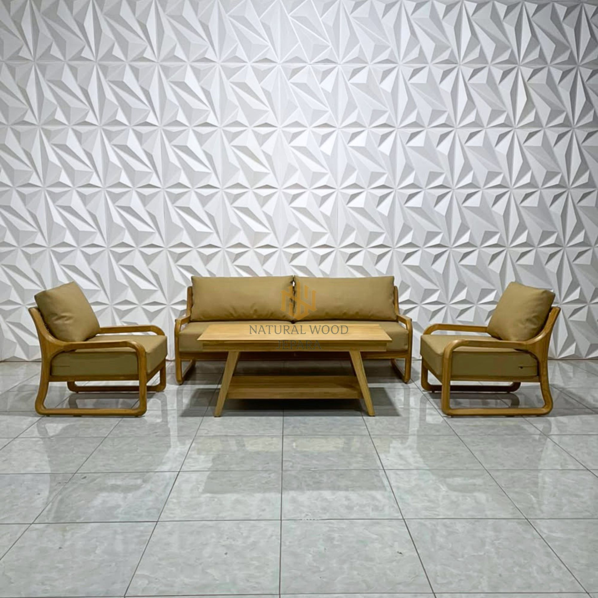 Set Ruang Tamu Retro Minimalis Kursi Sofa Kayu Jati Mix Rotan