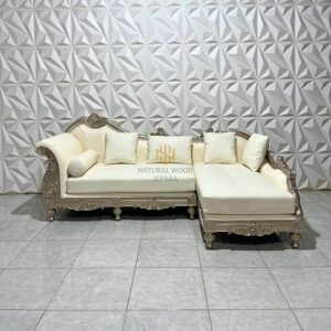 Sofa Sudut Tamu Model Classic Elegant Silver